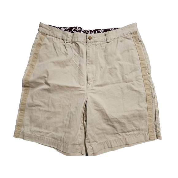 Tommy Hilfiger Mens 36 Beige Khaki Slash Pockets Flat Front Chino Shorts - Picture 1 of 6